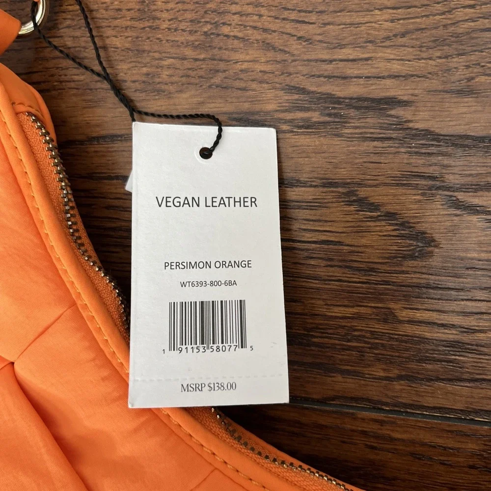 Jason Wu Nylon Woven Hobo Bag Vegan Leather Persimmon Orange $138 MSRP